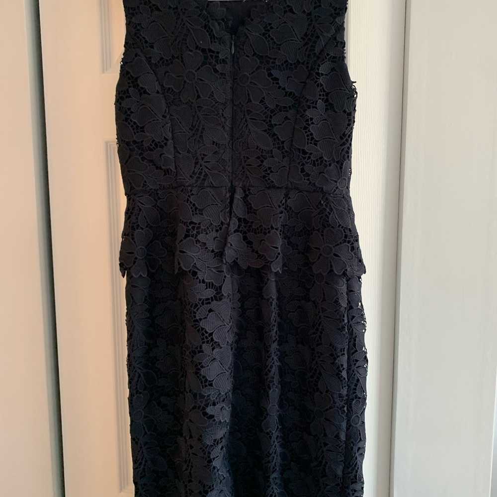 Talbots navy lace peplum waist dress excellent shape